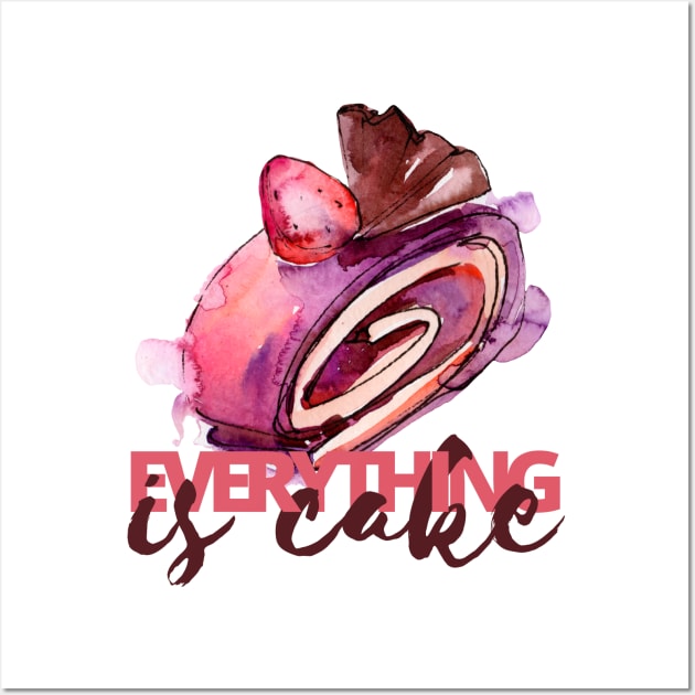 Everything is Cake, Pink and Chocolate Wall Art by countrysideflowerwalls